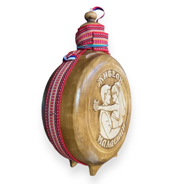 WOODEN FLASK 0.7l, CHEERS TO BRIDE AND GROOM, brandy canteen, buklija-2