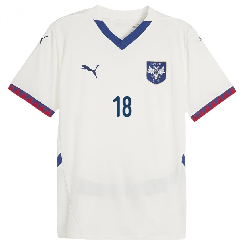 VLAHOVIC 18 FOOTBALL JERSEY SERBIA WHITE-2