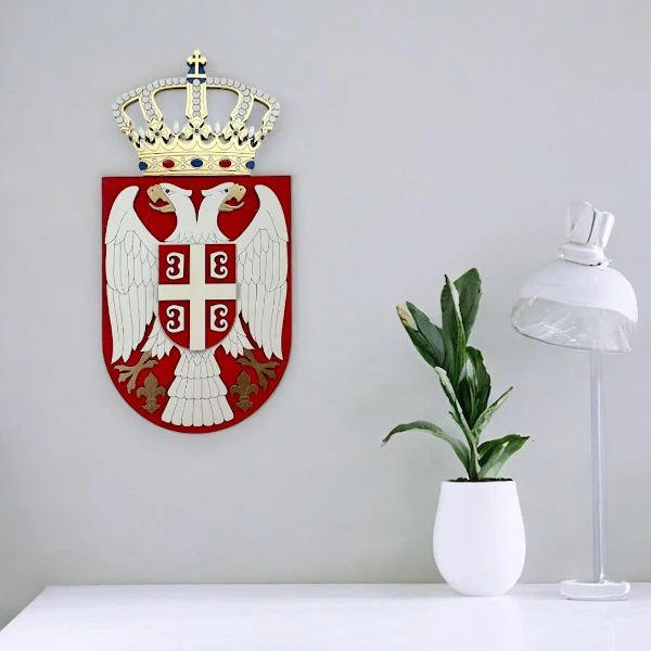 Wooden wall coat of arms of Serbia-2