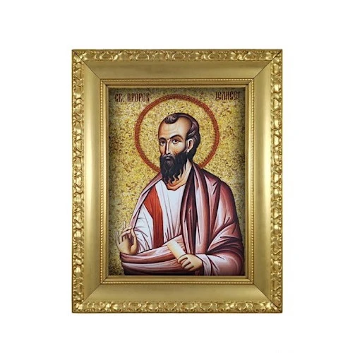 ICON OF THE HOLY PROPHET ELISEJ 38x32 cm - gilded, framed-1