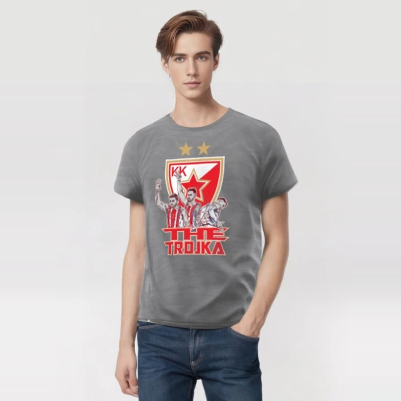 KK RED STAR BELGRADE T-SHIRT THE TROJKA – GRAY-3