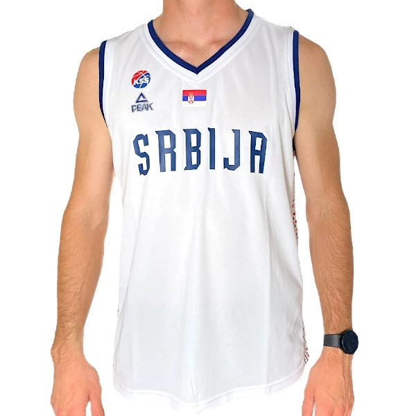 SERBIA OI 2024 BASKETBALL JERSEY - MEN'S, WHITE, PEAK, WITH PRINT-1