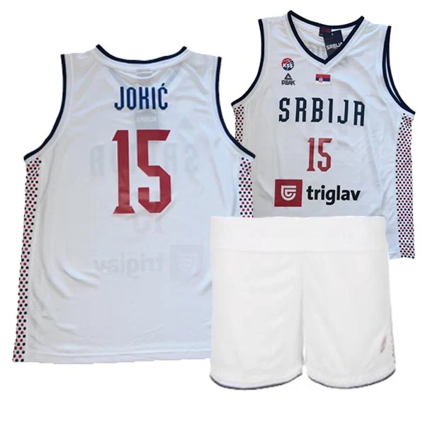  BASKETBALL SET JERSEY AND SHORTS SERBIA JOKIĆ 15 WHITE 2024-3