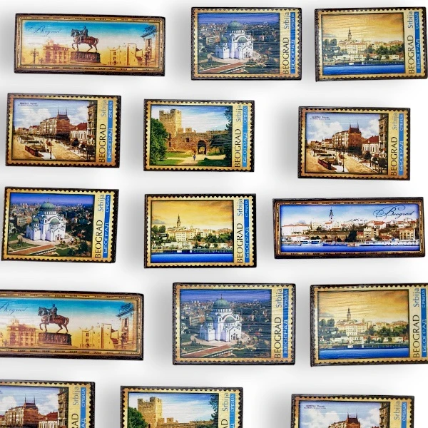 Magnetic panorama of Belgrade, wooden-2