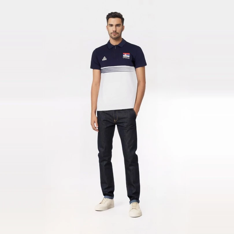 POLO SHIRT OF THE BASKETBALL REPRESENTATION OF SERBIA 2024 - NAVY - WHITE-2