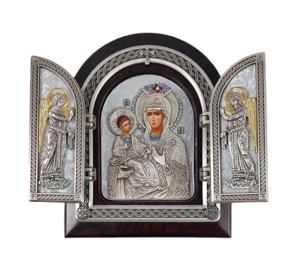 TRIPTYCH OF THE VIRGIN 22x18cm - wooden, gilded-1