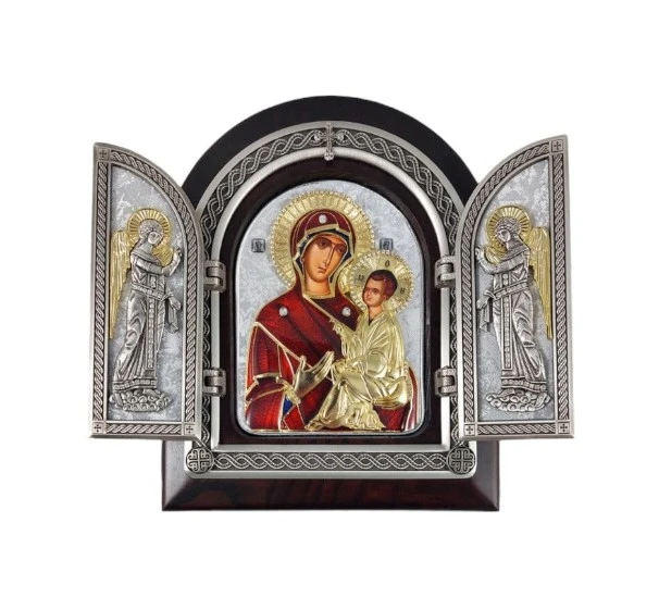 TRIPTYCH THE VIRGIN OF AMBULANCE 22x18 cm - wooden, gilded-1