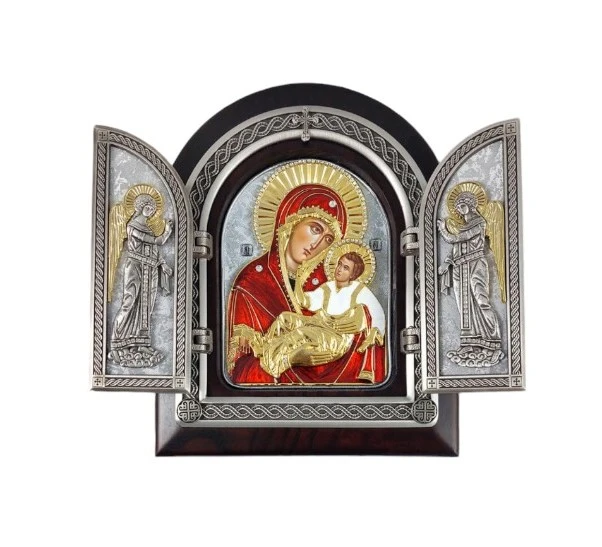 TRIPTYCH THE OUR LADY OF MUROM 22x18 cm - wooden, gilded-1