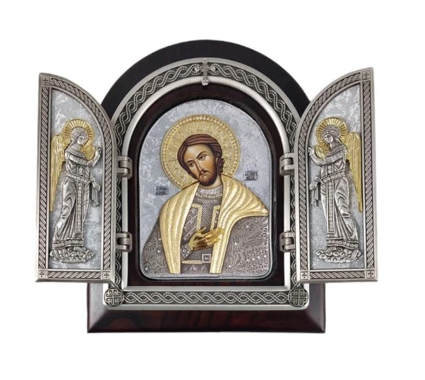 TRIPTYCH SAINT ALEXANDER OF NEVES 22x18 cm - wooden, gilded-1