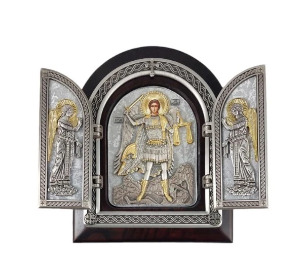 TRIPTYCH SAINT ARCHANGEL MICHAEL 22x18 cm - wooden, gilded-1