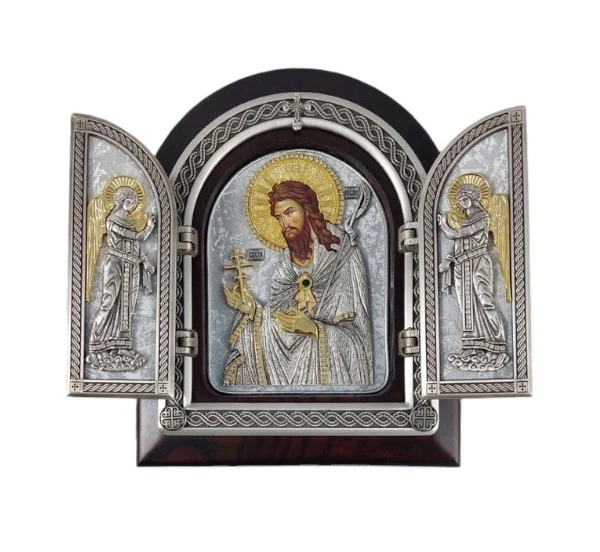 TRIPTYCH OF SAINT JOHN 22x18cm - wooden, gilded-1