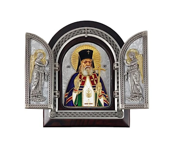 TRIPTYCH OF SAINT LUKE OF CRIMEA 22x18cm - wooden, gilded-1