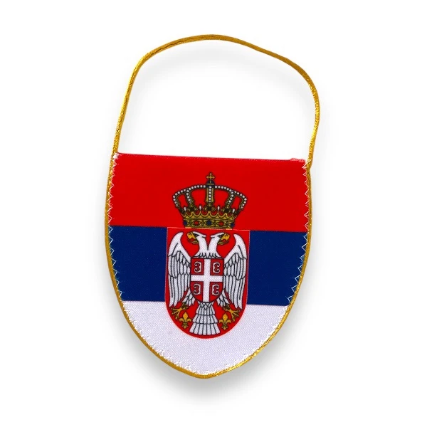 Flag of Serbia For Rearview Mirror - 7x10cm-1