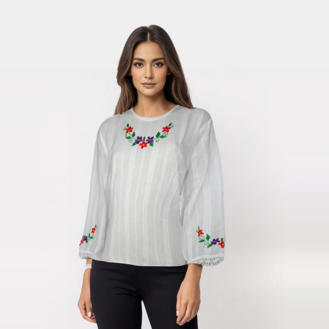 Women's blouse from Šumadija - white, hand-embroidered-3